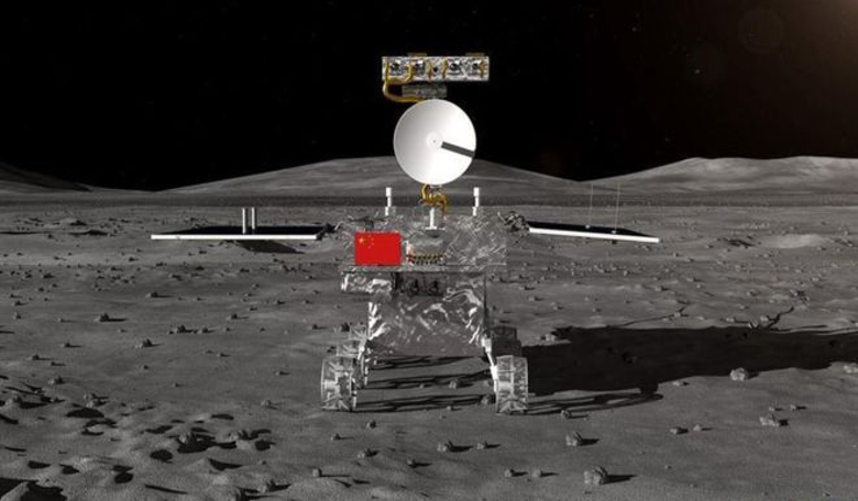  An artist's rendering of the Chang'e-4 rover which will explore a huge impact basin on the far side of the Moon. Image: CNSA