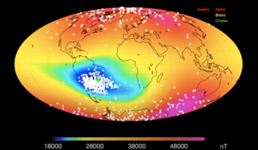 ESA's Swarm mission, magnetic  field, NASA's Goddard Space Flight Centre, South Atlantic Anomaly (SAA)