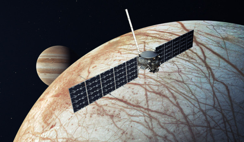 An artist's rendering showing NASA's Europa Clipper spacecraft, which is aiming for launch readiness by 2024 and could now make its way to the icy-world by way of a commercial launch vehicle instead of the SLS. Image: NASA
