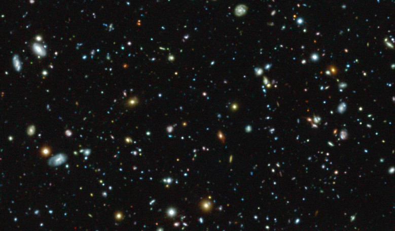 This colour image shows part of the Hubble Ultra Deep Field region, a tiny but much-studied region in the constellation of Fornax, as observed with the MUSE instrument. Image: ESO/MUSE HUDF collaboration