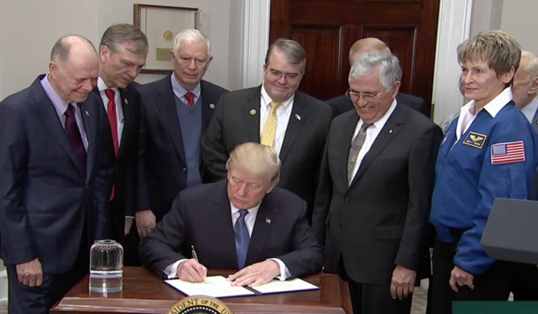 President Trump signs his Space Policy Directive 1