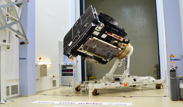 ESA's Solar Orbiter pictured at IABG in Ottobrunn, Germany. Image: Jacques van Oene