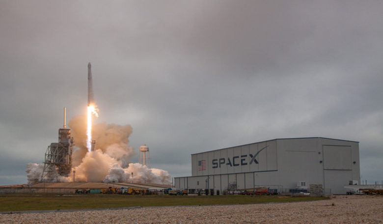 SpaceX's first Falcon 9 rocket to launch from NASA's historic Launch Pad 39A at the Kennedy Space Center in Cape Canaveral, Florida on 19th Feb, 2017. Image: SpaceX