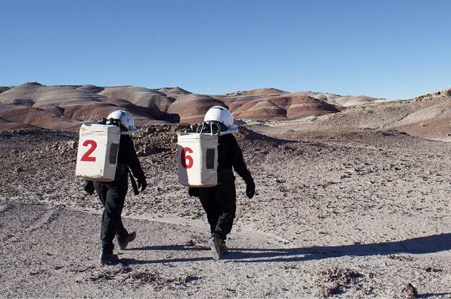 Scientists at the Mars Desert Research Station in Utah-preparing for a hypothetical manned mission to Mars
