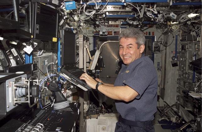 Brazil’s first astronaut, Marcos Pontes in the Destiny laboratory of the International Space Station in April 2006.