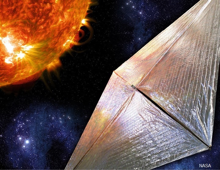 Artist’s concept showing Solar Cruiser and the Sun.
