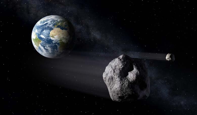 Artist's impression of a Near-Earth Asteroid passing by Earth. Image credit: ESA