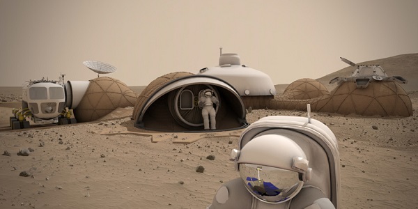 LavaHive is a modular structure for Mars, with central crew quarters connected to 3D-printed sub-habitats