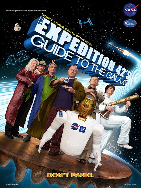 The Expedition 42 crew highlights its link to the ‘Hitchhiker’s Guide to the Galaxy