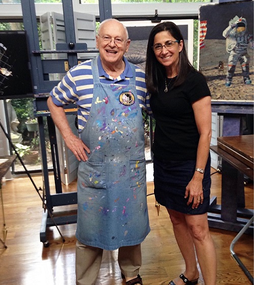 Right: Fellow artist astronauts Alan Bean and Nicole Stott. Bean, a veteran of Apollo 12 and Skylab, told Nicole he was “delighted” that she had become the first astronaut of the Space Shuttle/Space Station era to choose art as her next step in life