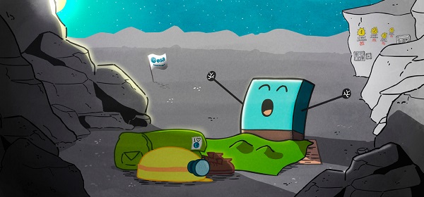 Without enough sunlight to keep him powered, Philae ‘fell asleep’ after about 60 hours of operation. Here he is waking up after seven months’ rest in a shady spot on Comet 67P