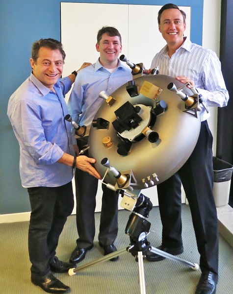 Peter Diamandis, Chris Lewicki and Steve Jurvetson of Planetary Resources unveiling their 3D Printed satellite in February 2014