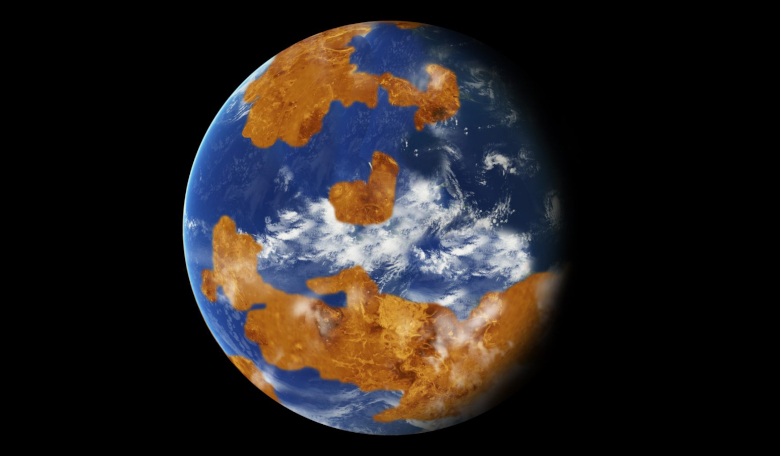Artist’s representation of Venus with water. Image: NASA
