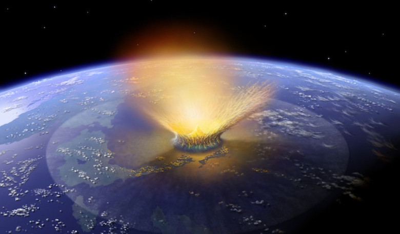 An artist's rendition of an asteroid impacting the Earth. Image: NASA/Don Davis