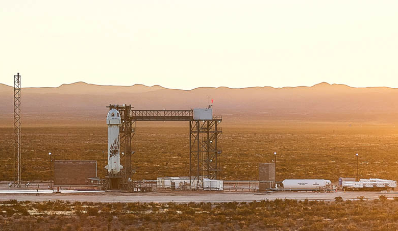 Blue Origin executives said 18 July that their first crewed New Shepard suborbital flight remains on schedule and is looking good to go for the morning of 20 July. Image: Blue Origin