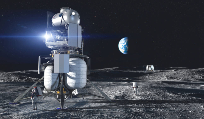 A lander concept by a “national team” led by Blue Origin and including Draper, Lockheed Martin and Northrop Grumman. Image: Blue Origin