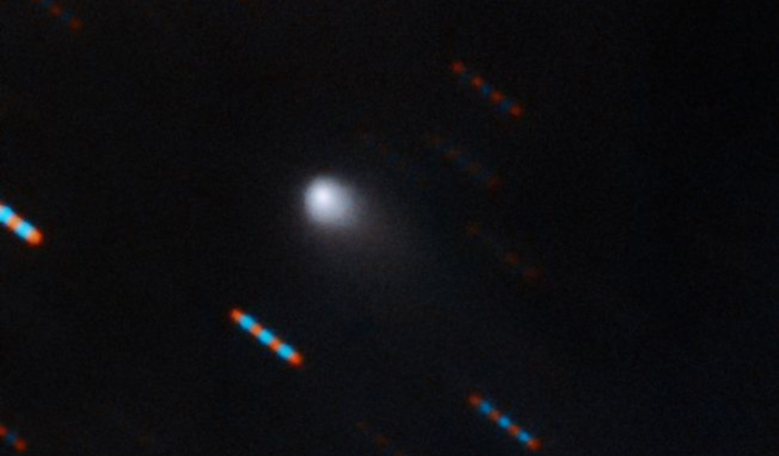 Two-colour composite image of C/2019 Q4 (Borisov) obtained using the Gemini North Multi-Object Spectrograph (GMOS) on Hawaii's Maunakea. Image: Gemini Observatory/NSF/AURA