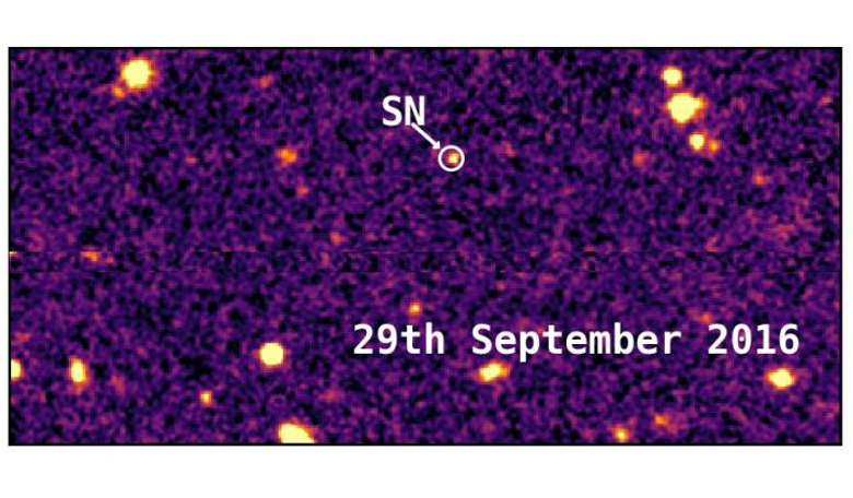 An international team of astronomers has confirmed the discovery of the most distant supernova ever detected; DES16C2nm. Image: M Smith and DES collaboration