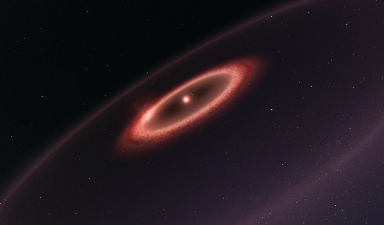 Artist’s impression of the dust belts around Proxima Centauri. Image ESO