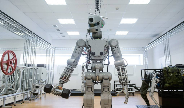 Russia’s humanoid robot Skybot F-850, also known as Fedor. Image: Donat Sorokin/TASS