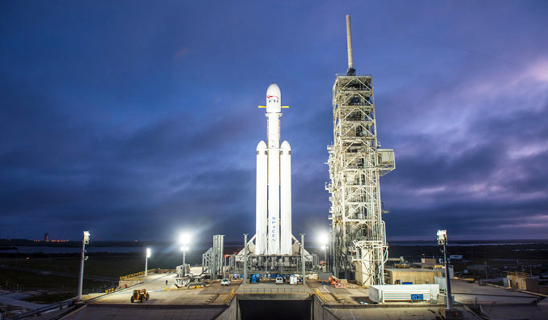SpaceX pictured on the launch pad during a pre-launch engine test. Image: SpaceX