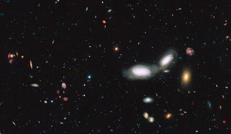Other than a few foreground Milky Way stars, nearly every object in this NASA/ESA Hubble Space Telescope image covering a portion of the southern field of the Great Observatories Origins Deep Survey (GOODS) is a distant galaxy. Image: NASA/ESA/Hubble