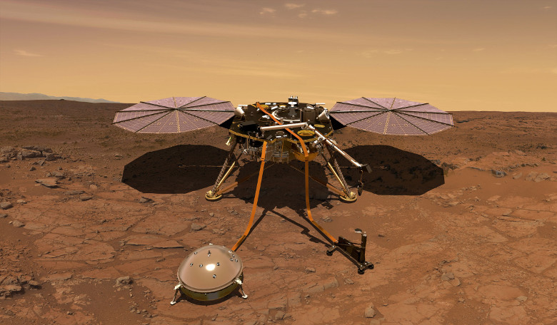 Artist impression of the InSight lander on the martian surface. Image: NASA