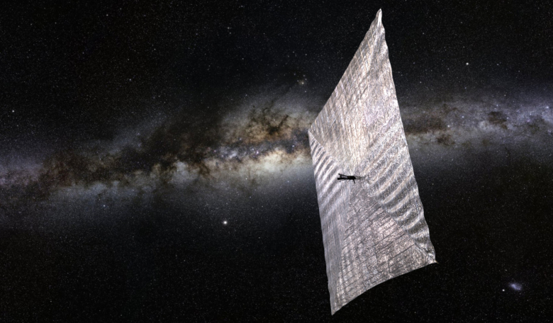 An artist's impression of the crowdfunded LightSail-2 craft soaring through space. Image: The Planetary Society