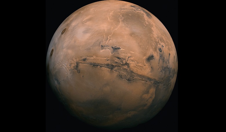 Mars showing the Valles Marineris.