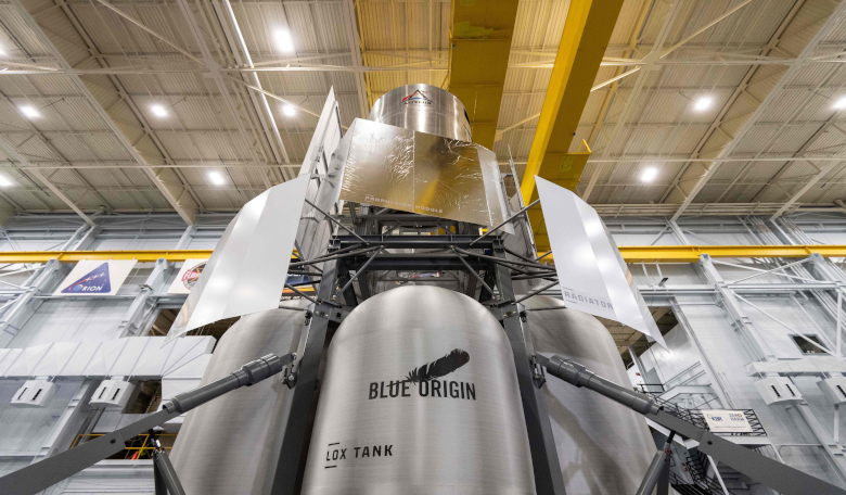 The National Team’s engineering mockup of the crew lander vehicle at NASA's Johnson Space Center. Image: Blue Origin