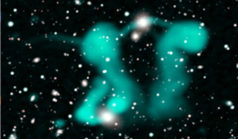 Researchers from Western Sydney University and CSIRO have discovered strange clouds of electrons surrounding galaxies deep in the cosmos. The clouds, which are about a billion light years away and never been seen before. Image: WSU