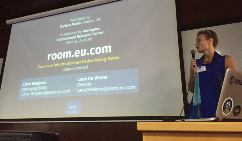 Maria Rhimbassen showcasing ROOM, The Space Journal at the recent SpaceUp unconference in Haifa, Israel.