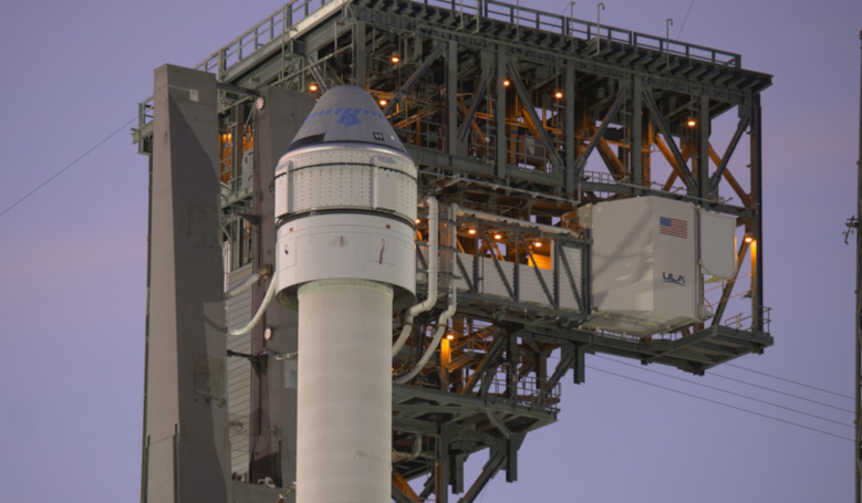 Boeing’s first space-ready Starliner capsule sits atop a United Launch Alliance Atlas 5 rocket at Cape Canaveral’s Complex 41 launch pad. Image: ULA.
