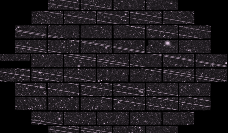 Visible Starlink satellites trails in a mosaic of an astronomical image. Image: NSF/AURA/CTIO/DELVE