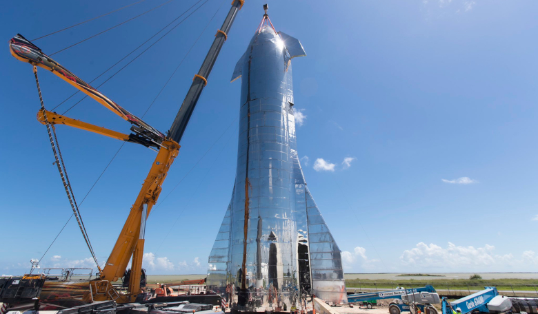 Starship halves being joined ahead of its unveiling at SpaceX's Boca Chica facility in Texas. Image SpaceX