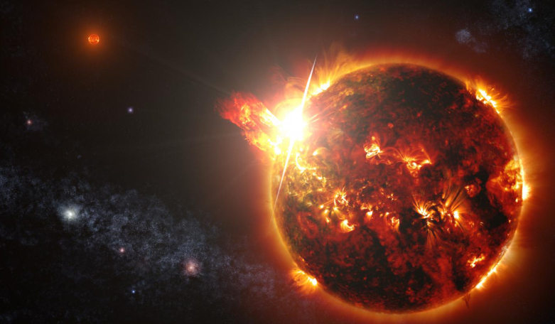 An artistic rendering of a series of powerful stellar flares. Image: NASA's Goddard Space Flight Center/S. Wiessinger