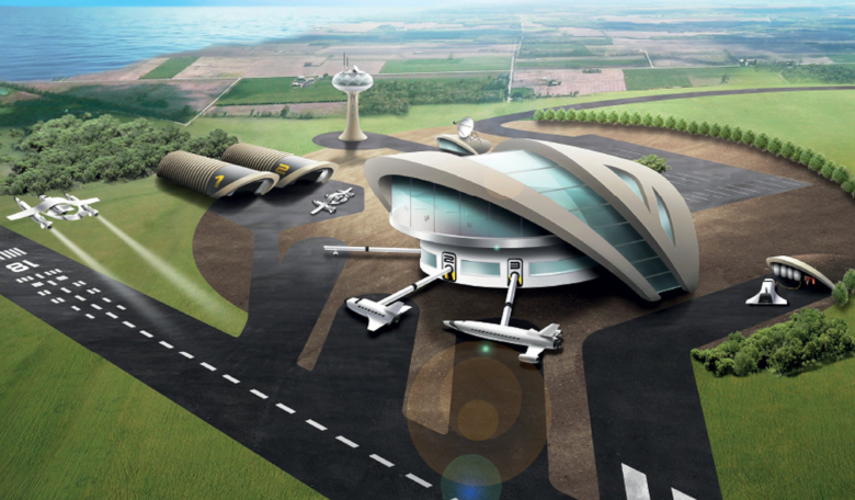 An artist’s impression of a potential spaceport in Newquay, Cornwall, UK. Image: Satellite Applications SWNS