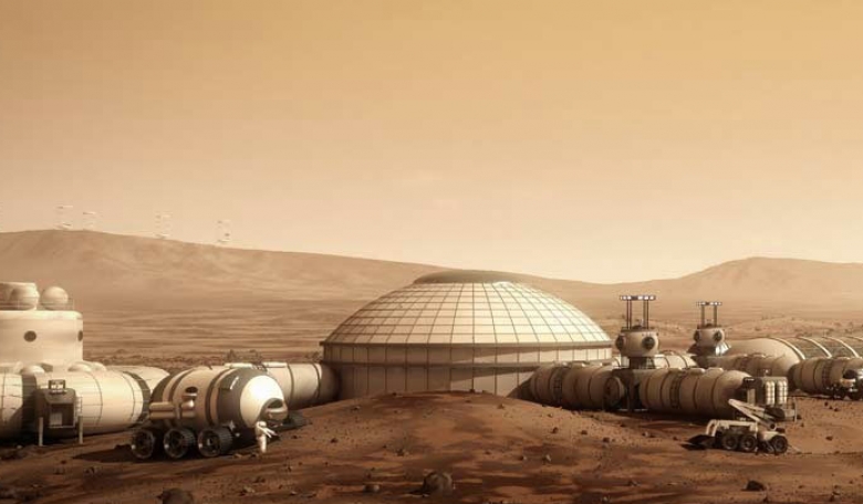 A habitat design for future living on Mars, by artist Bryan Versteeg.