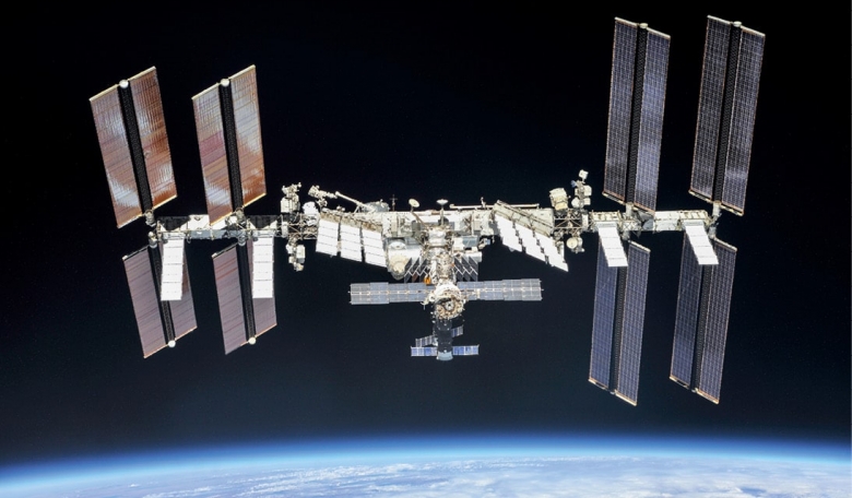 The International Space Station photographed by Expedition 56 crew members from a Soyuz spacecraft after undocking in October 2018.