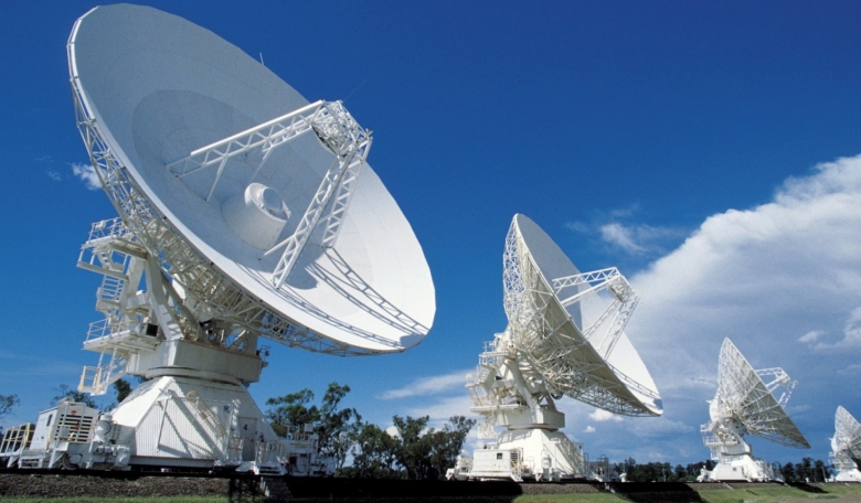 The antennas of the Australia Telescope Compact Array, near Narrabri, New South Wales.