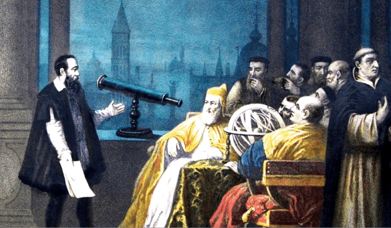 Galileo displays his telescope to Doge Leonardo Dona and the Venetian Senate (painting by HJ Detouche, circa 1754).