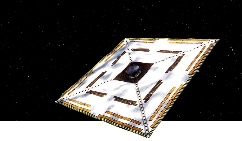 IKAROS (Interplanetary Kite-craft Accelerated by Radiation of the Sun) was the first spacecraft to successfully use a solar sail at some distance from Earth. 