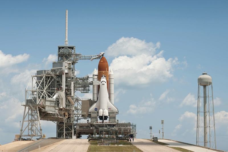 Space Shuttle Endeavour sits on launch pad 39-A in May 2011 before its STS-134 mission