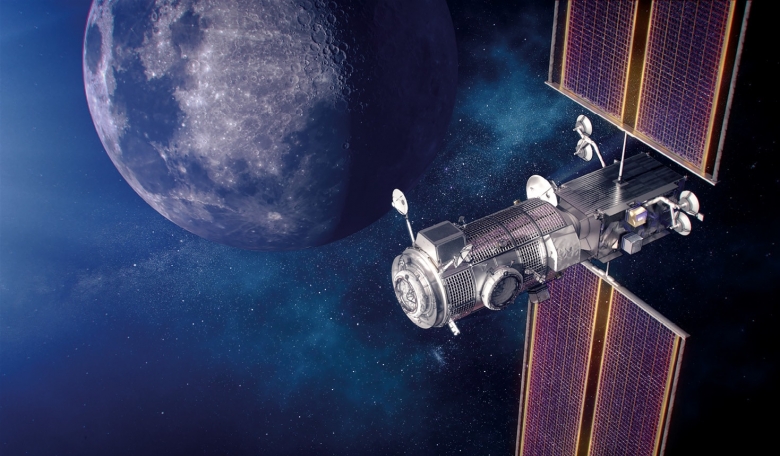 On the way back to the Moon - artist’s concept of NASA Habitation and Logistics Outpost (HALO) in lunar orbit.