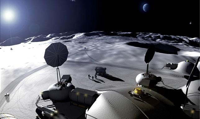 Future lunar infrastructure supporting living and working on the Moon.