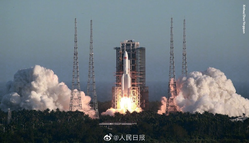 China’s new large carrier rocket Long March 5B blasts off from WSL