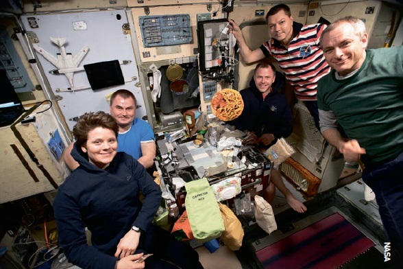 Lunch time aboard the International Space Station.