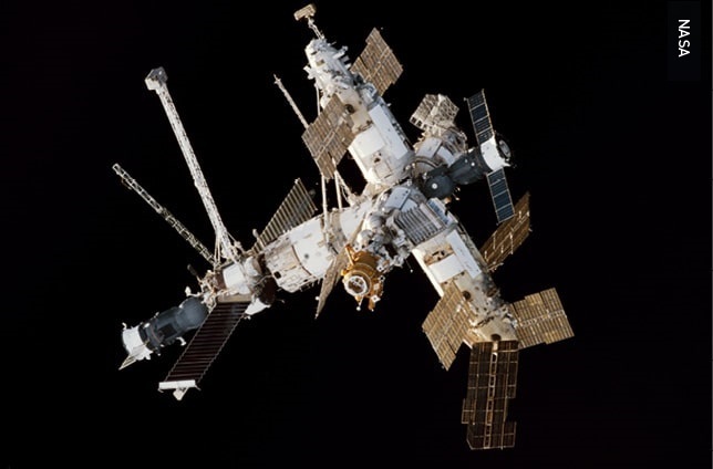 Russia’s Mir Space Station viewed from Endeavour during STS-89.