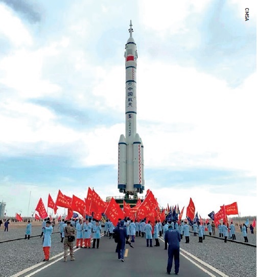 Long March 2F Y15 with Shenzhou 15 atop rolling to the launch pad at the Jiuquan Satellite Launch Centre