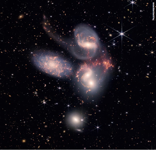 NASA James Webb Space Telescope image of Stephan s Quintet giving astronomers a ringside seat
